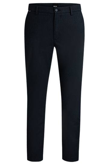 Housut BOSS BOSS Regular-Fit Cotton-Blend Twill Trousers Tummansininen | 50524775