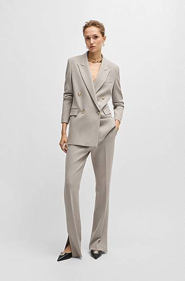 Housut BOSS High-Waisted Straight-Leg Trousers Harmaa | 50518860, 1