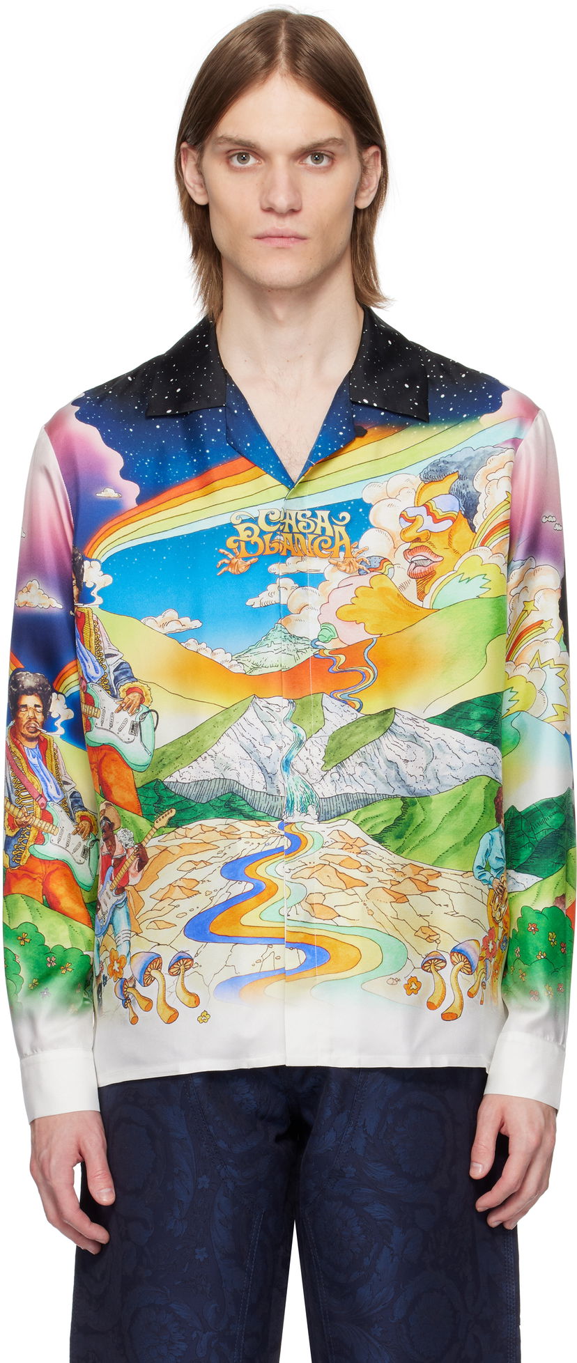 Paita Casablanca Casablanca 'La Musique' Print Silk Shirt Monivärinen | U-MS25-SH-006-07