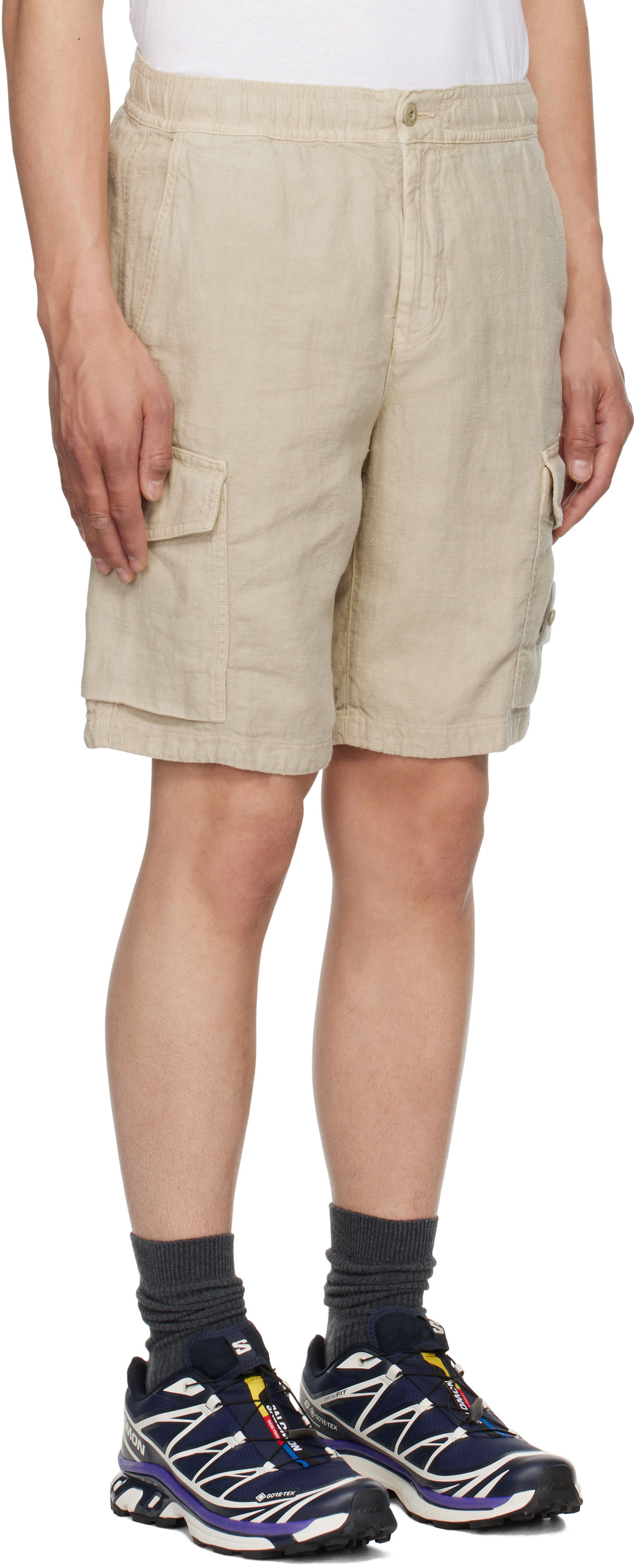 Shortsit Stone Island Stone Island Diagonal Linen Shorts Beige | K1S15 L100001 S00F8, 1