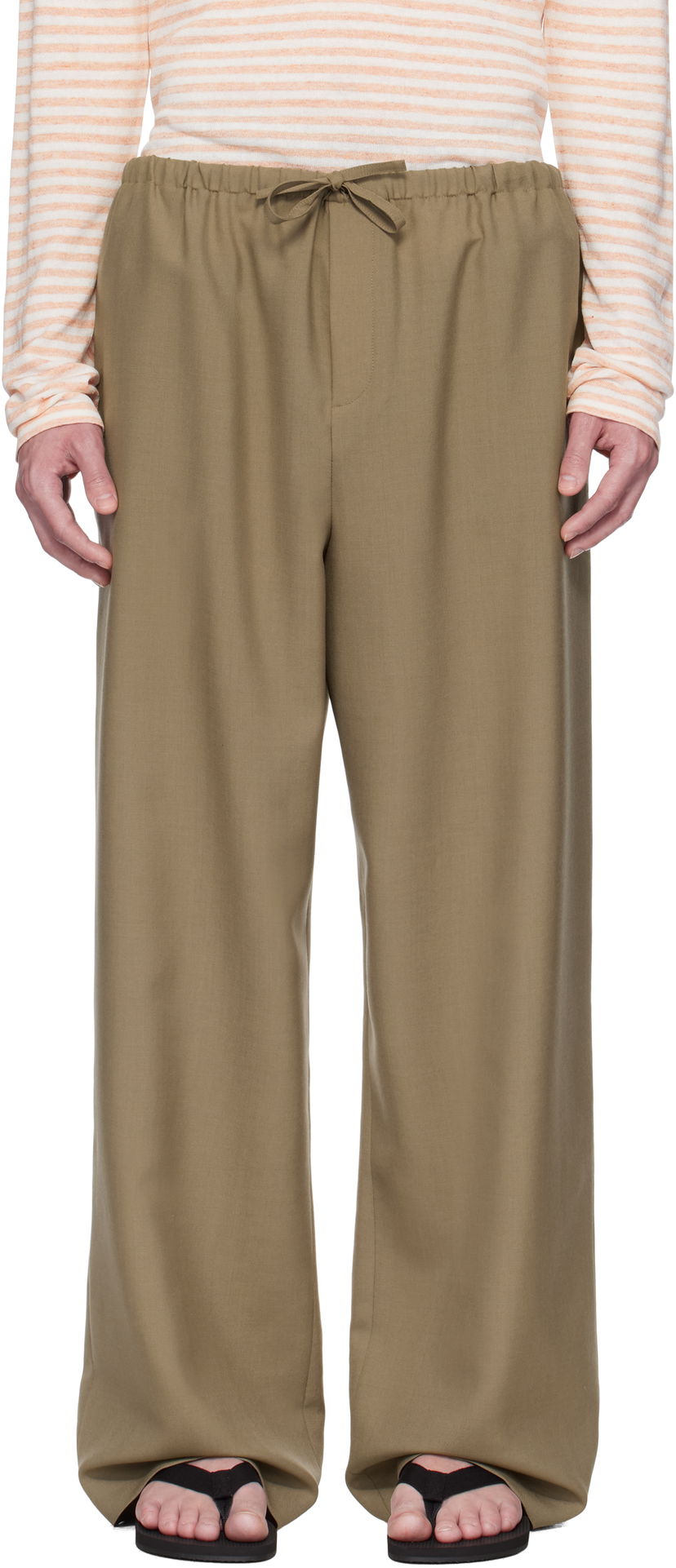 Housut The Row The Row Donatello Wide-Leg Trousers Beige | 657-W3602