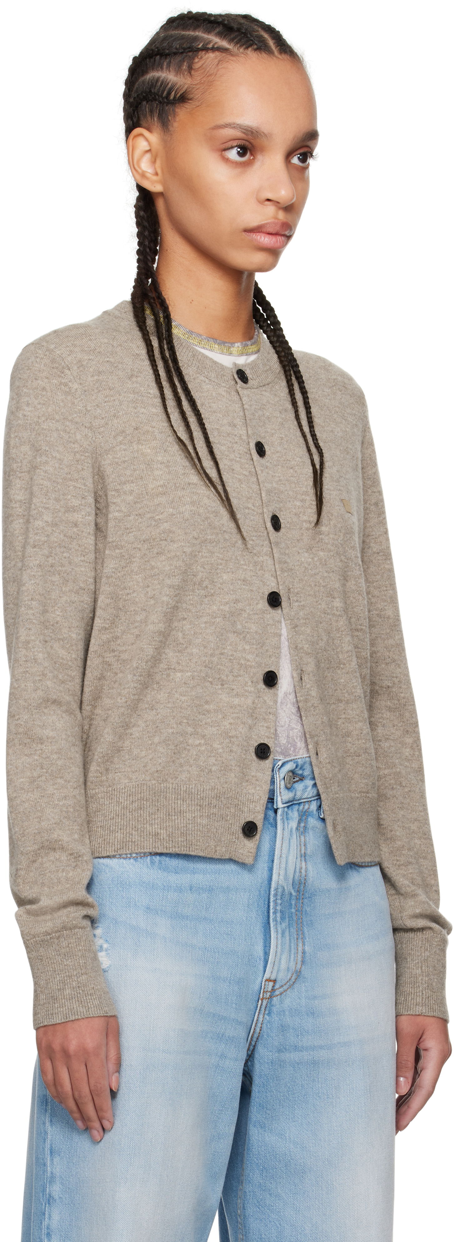 Villapaita Acne Studios Acne Studios Yak Wool Cardigan Beige | A60559-, 1