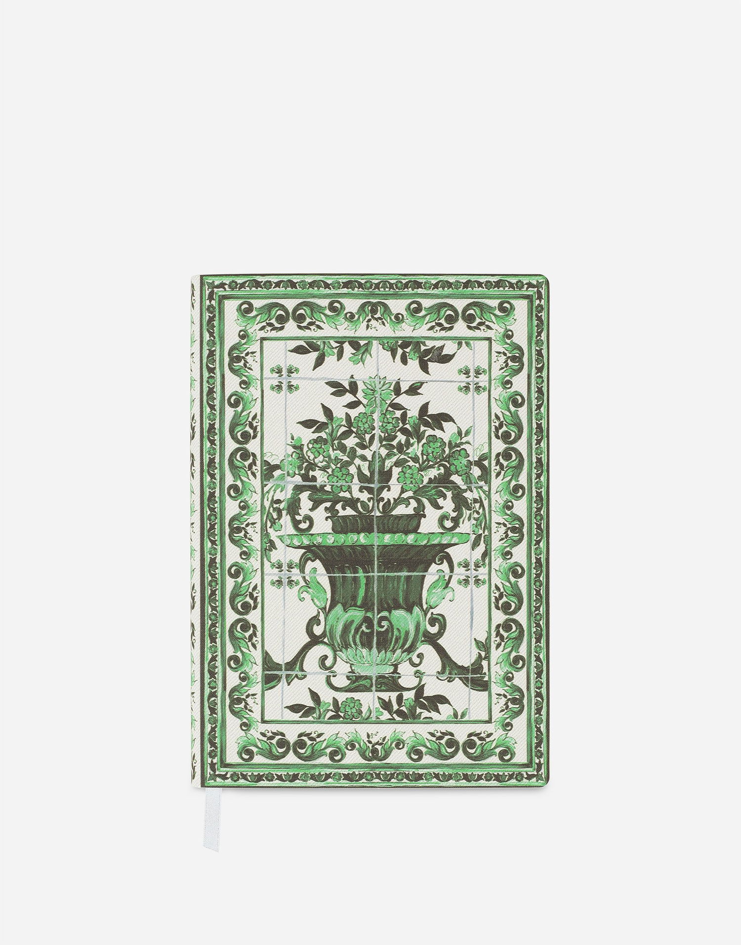 Kirja ja lehti Dolce & Gabbana Medium Blank Notebook with Ornate Floral Vase Tile-Print Textile Cover Vihreä | TCC025TCAE7UV003, 0