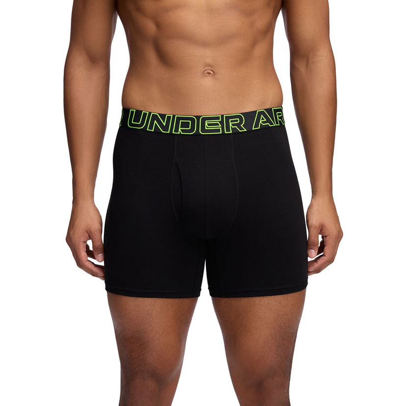 Nyrkkeilijät Under Armour Performance Cotton Boxer Briefs, 6-Inch Inseam, 3-Pack Musta | 1383889-004