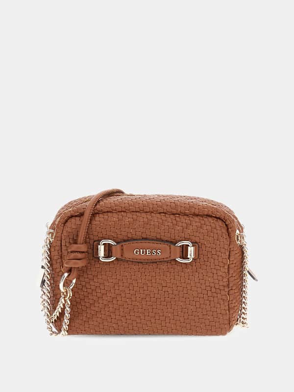 Olkalaukku GUESS Woven Mini Crossbody Bag Ruskea | HWWG9530140