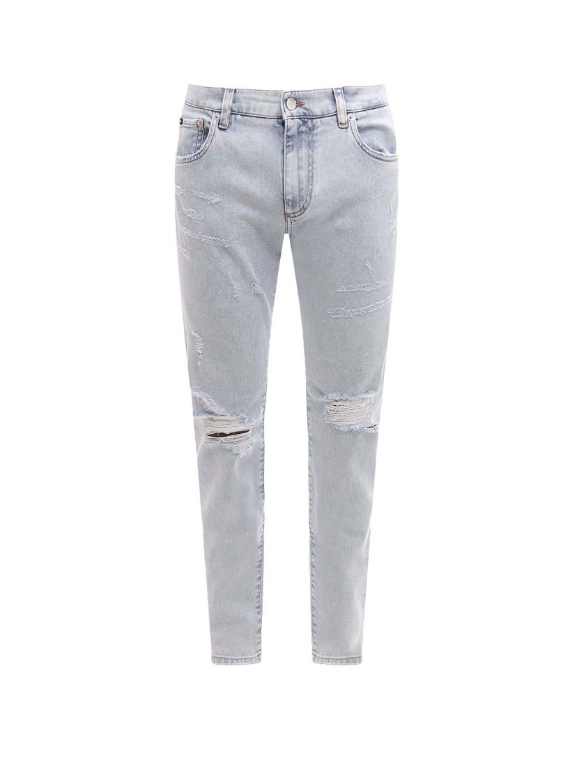 Jeans Dolce & Gabbana Stretch Cotton Ripped Effect Jeans Blue Harmaa | GY07CDG8FS9#S9001