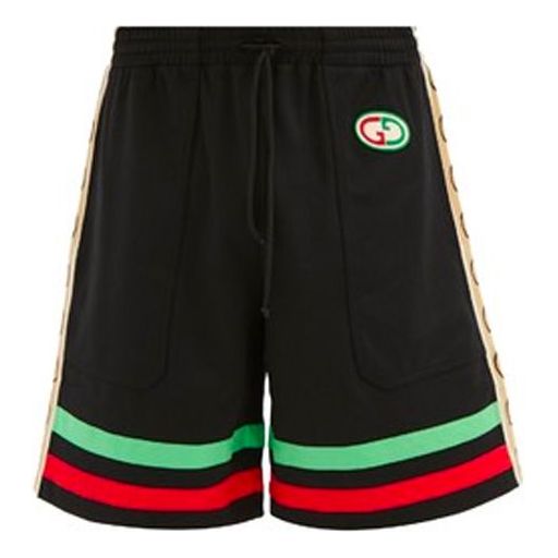 Shortsit Gucci Stripe Athletic Shorts Musta | 625344-XJCNQ-1082