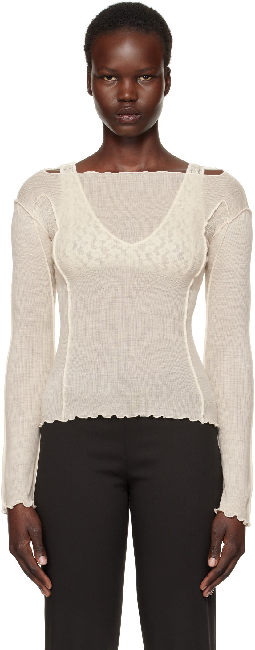 T-paita Baserange Omato Long Sleeve T-Shirt Valkoinen | TTML-WO-SP25