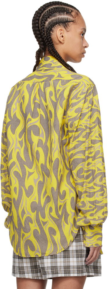 Paita ERL ERL Flame Print Relaxed Shirt Keltainen | ERL08B004, 2
