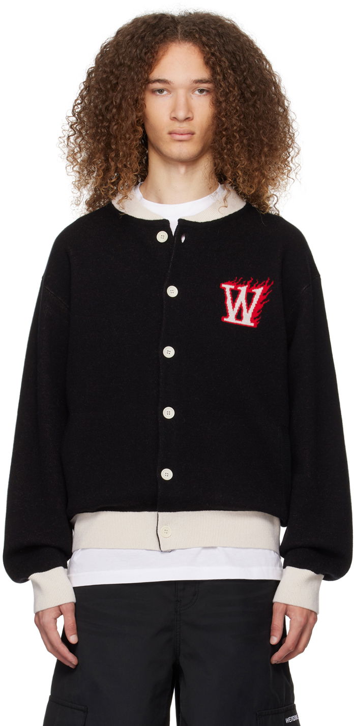 Villapaita We11done We11done Baseball Cardigan Musta | WD-KJ0-24-626-U-BK