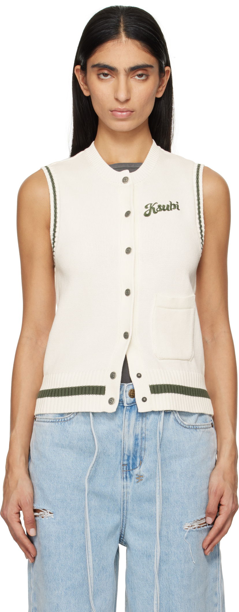 Villapaita Ksubi Sleeveless Buttoned Vest Valkoinen | WPS25KW001