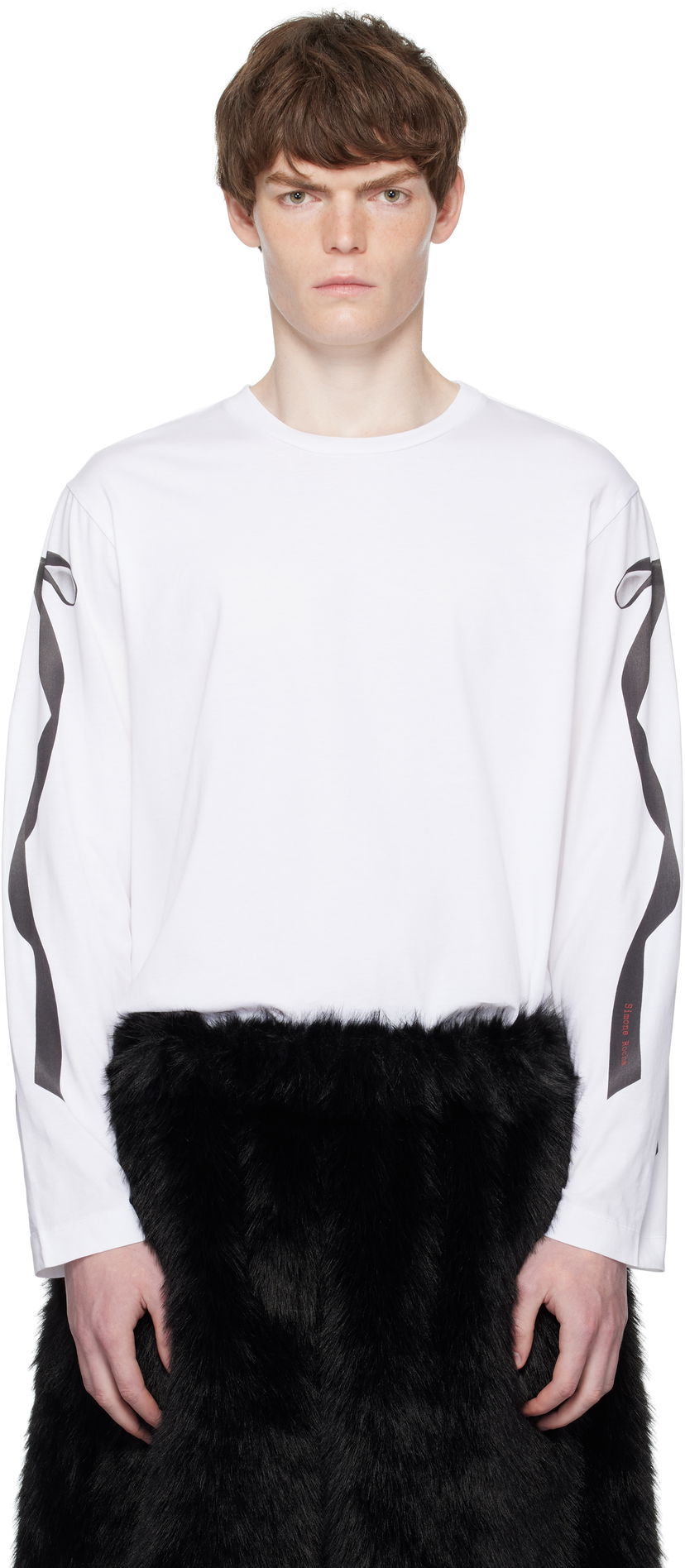T-paita Simone Rocha Simone Rocha Ribbon Bow Tail Long Sleeve T-Shirt Valkoinen | 5194P54-M 0569