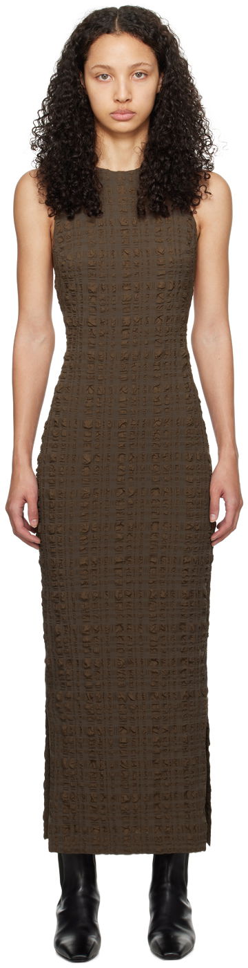 Mekko Nanushka Sterre Midi Dress Ruskea | NW24RSDR03578