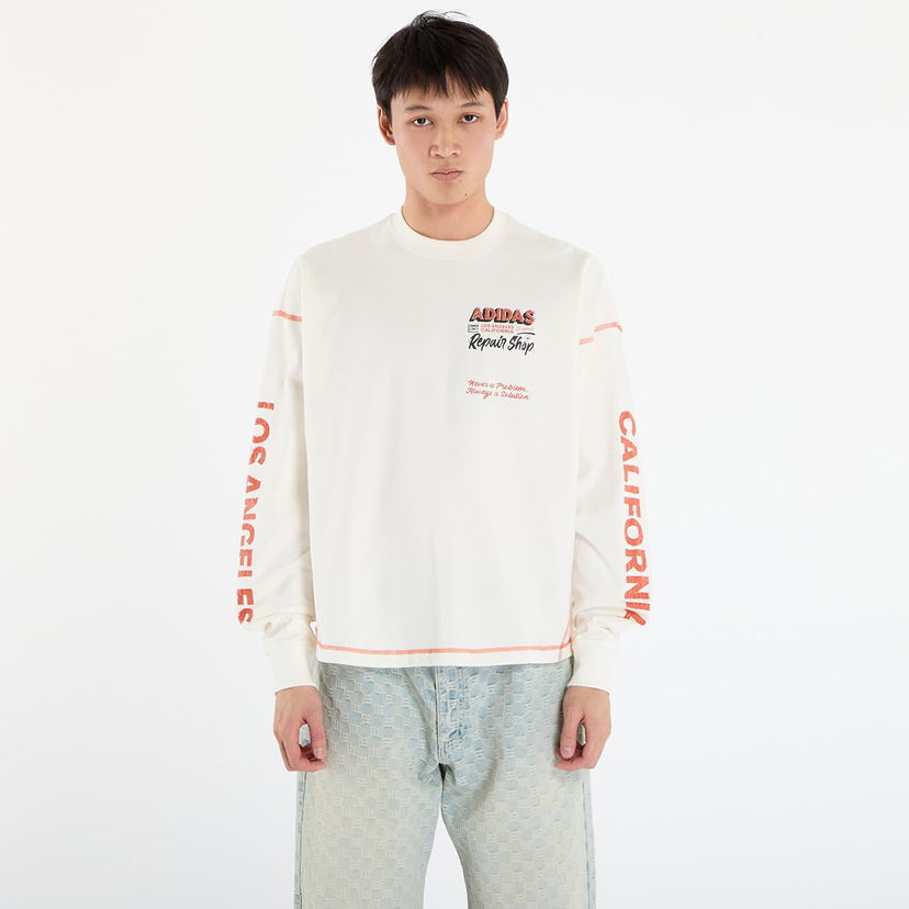 T-paita adidas Originals Wilshire Long Sleeve Graphic Contrast Stitch T-Shirt Valkoinen | JX6142