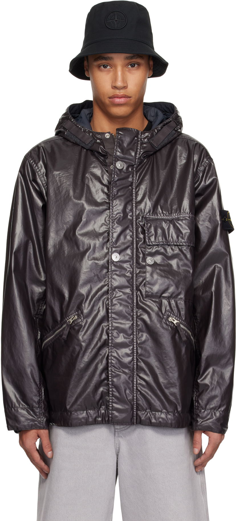 Tuulitakki Stone Island Stone Island Mussola Gommata-TC Hooded Jacket Harmaa | K1S15 4100062 S0022
