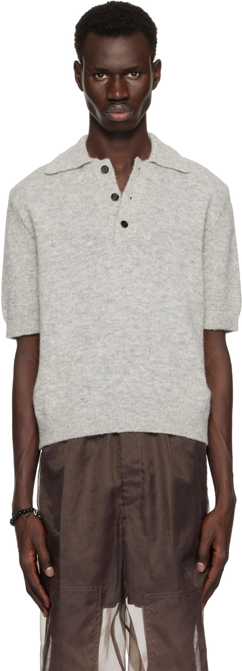Villapaita Dries Van Noten Dries Van Noten Alpaca Polo Harmaa | 251-021200-1703
