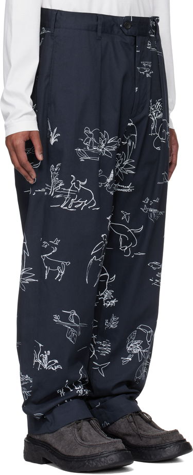 Housut Engineered Garments Engineered Garments Carlyle Print Trousers Tummansininen | 25S1F012, 1