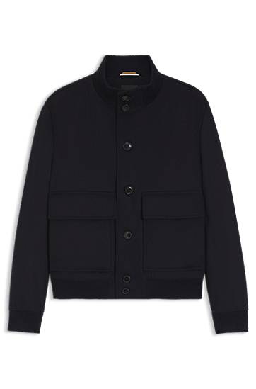Bomber-takki BOSS Wool-cashmere blouson-style coat with knit trims Musta | 50551091