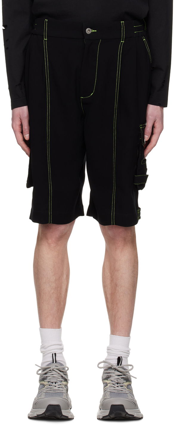 Shortsit Feng Chen Wang Feng Chen Wang Contrast Stitch Cargo Shorts Musta | FMS15ST08