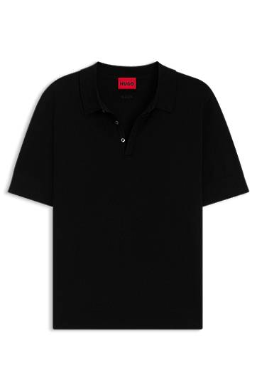 Poolopaita BOSS HUGO Knit Polo with Covered Placket Musta | 50536672