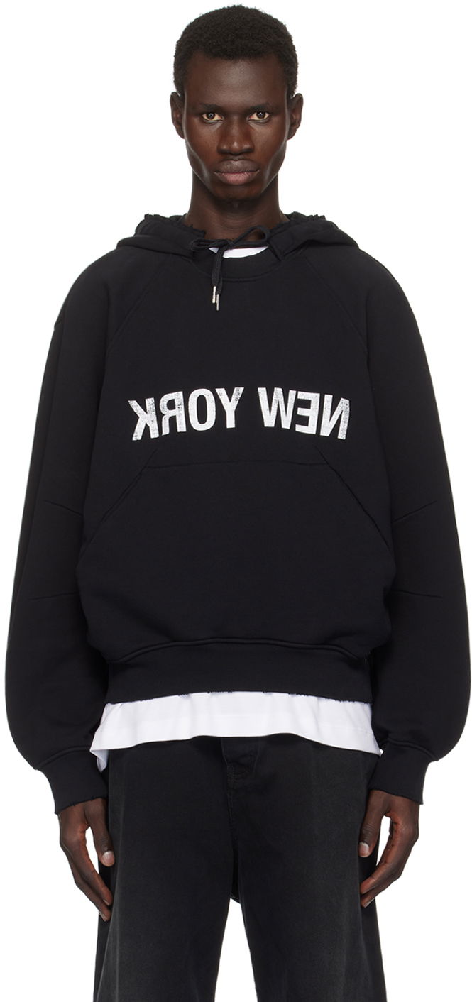 Huppari Helmut Lang 'New York' Graphic Print Hoodie Musta | O06HM515