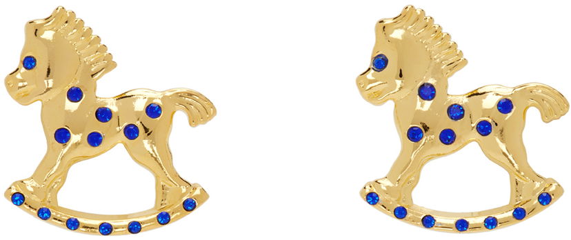 Korvakorut Chopova Lowena Gold-tone & Blue Crystal Rocking Horse Earrings Metallinen | 6507