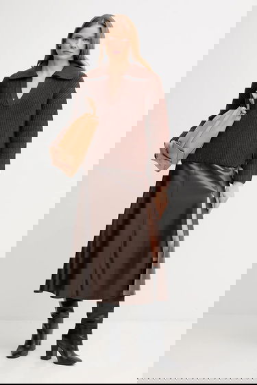 Villapaita Barbour Barbour ROBYN Wool Blend Collared Sweater Ruskea | LKN1675, 1