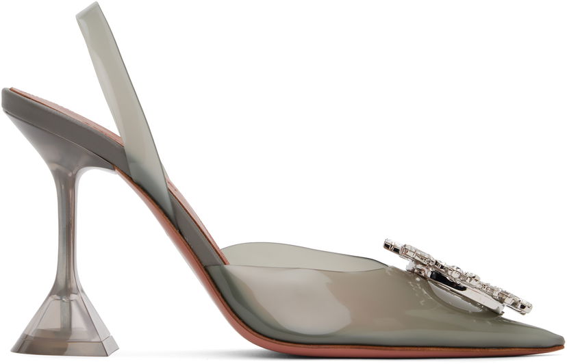 Tennarit ja kengät Amina Muaddi Slingback Heels With Crystal Embellishment Vihreä | BEGUM GLASS SLING PVC