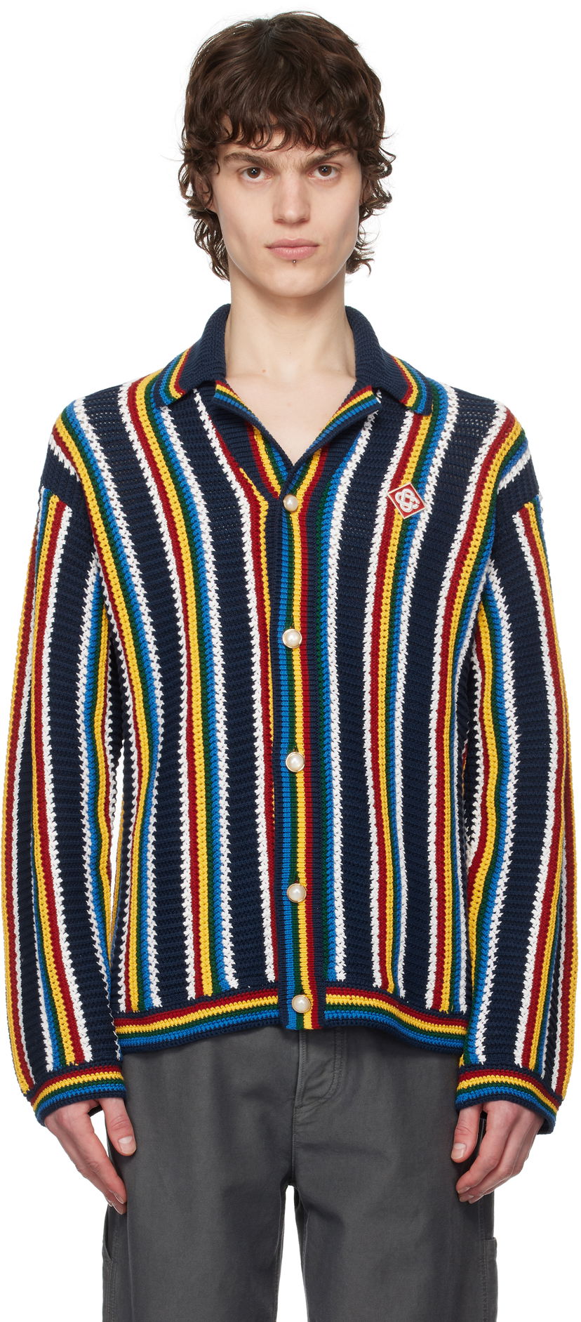 Villapaita Casablanca Casablanca Stripe Crochet Cardigan Monivärinen | MPS25-KW-836-01