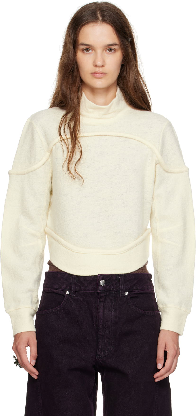 Villapaita Eckhaus Latta Eckhaus Latta Pallas Turtleneck Valkoinen | 1404-EL-PF25-M -