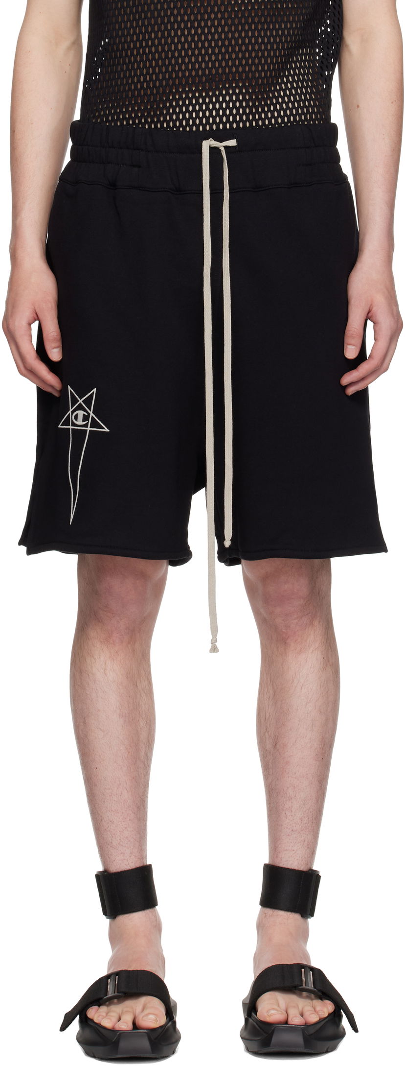Shortsit Rick Owens Rick Owens Champion Edition French Terry Shorts Musta | CM01E1683 CHFE FELPA