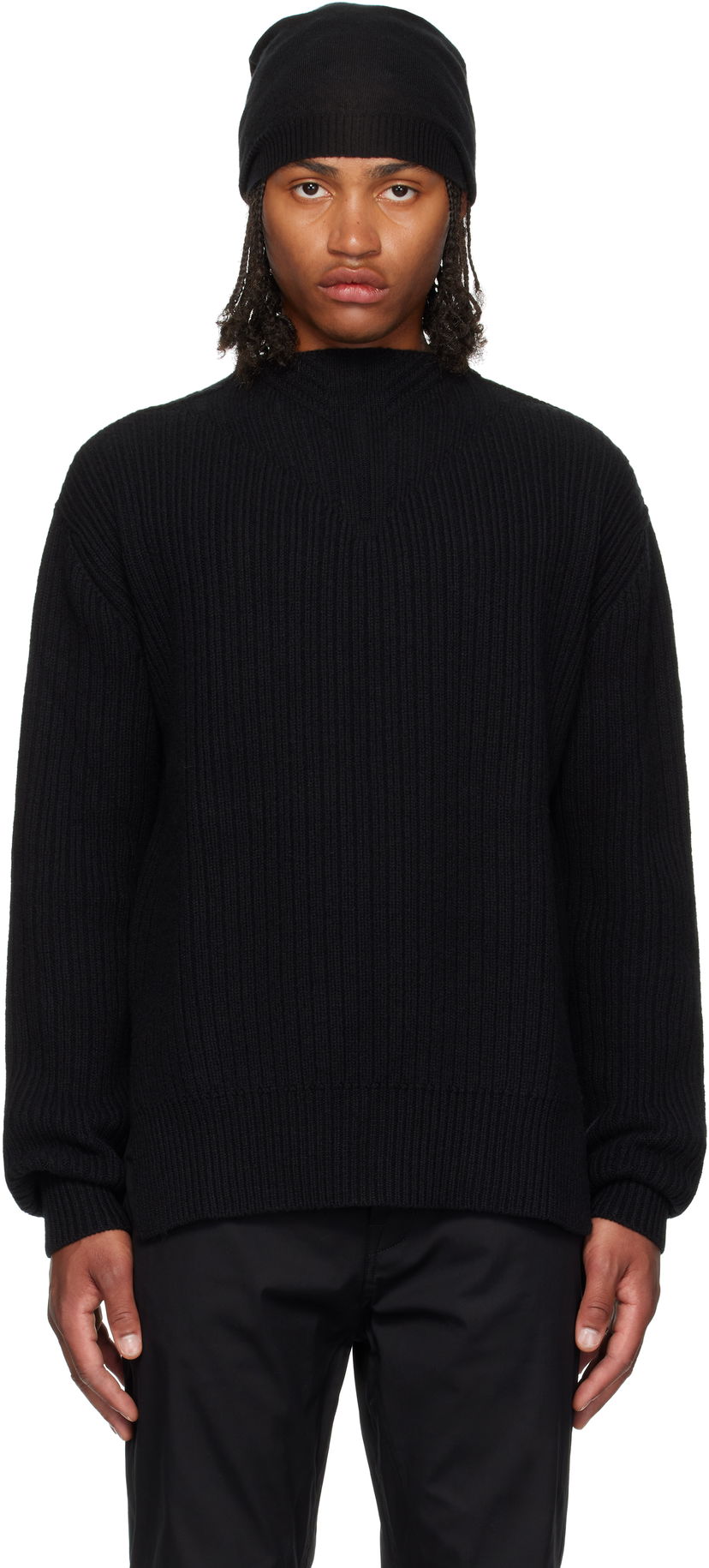 Villapaita Rick Owens Rick Owens Concordians Fisherman Round Neck Sweater Musta | RU02E1649 KWV