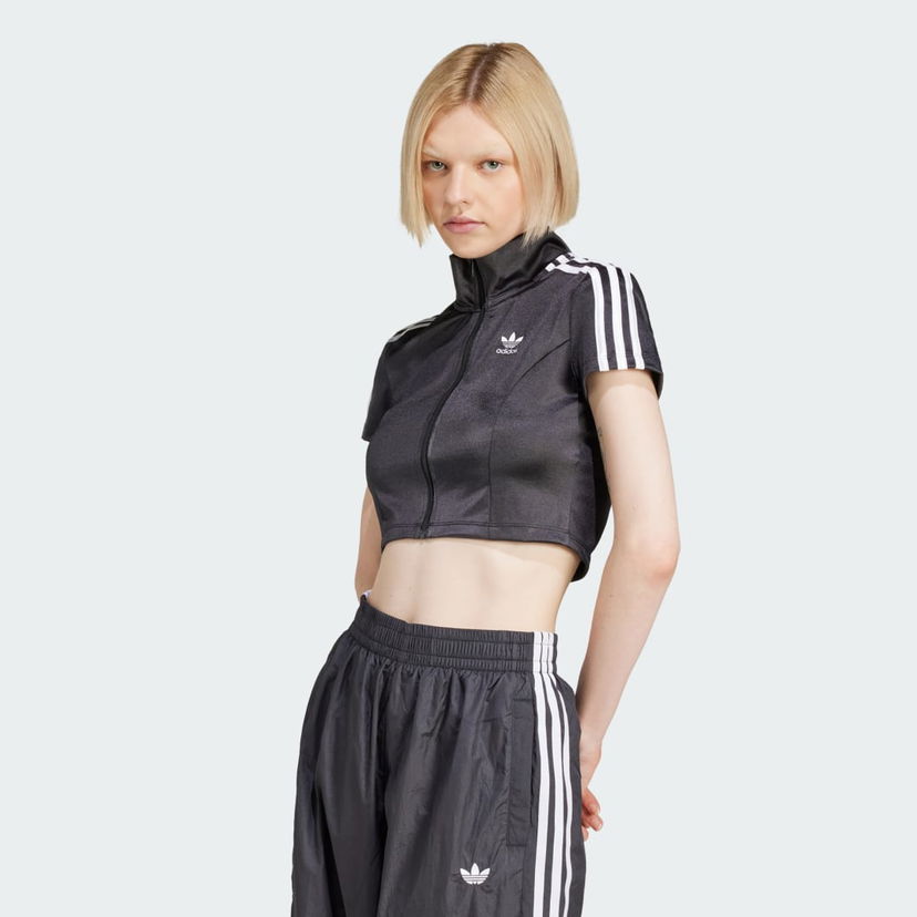 Crop top adidas Originals Short Sleeve Track Top Musta | JD0277