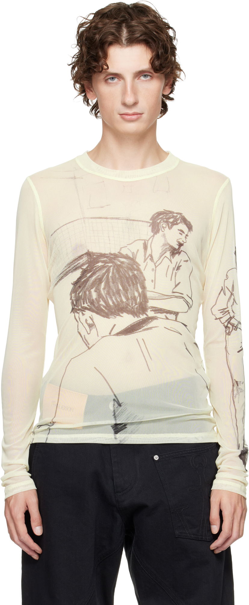 T-paita JW Anderson Long Sleeve Graphic Underpinning T-shirt Keltainen | JO0234-PG1814