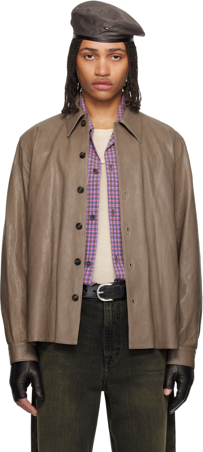 Paita OUR LEGACY Our Legacy Welding Leather Shirt Ruskea | M2259W7