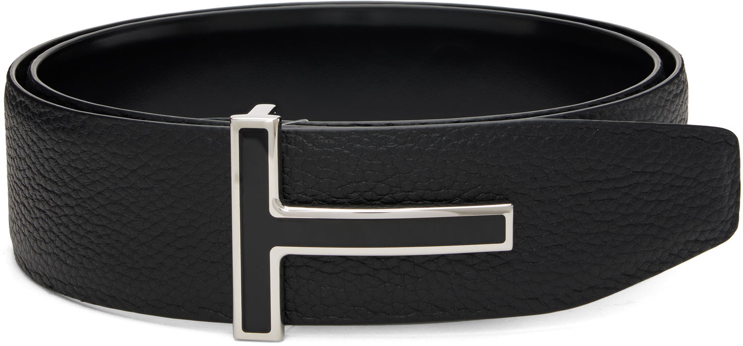 Vyöt Tom Ford TOM FORD Leather Reversible Belt with Enamel T Buckle Musta | TB247-LCL237S, 0
