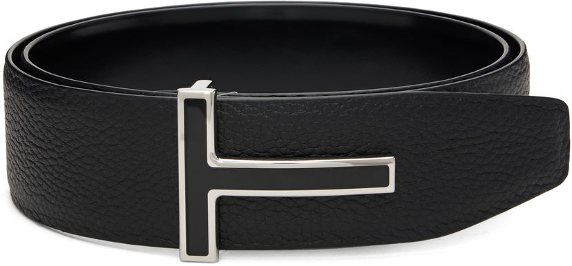Vyöt Tom Ford TOM FORD Leather Reversible Belt with Enamel T Buckle Musta | TB247-LCL237S