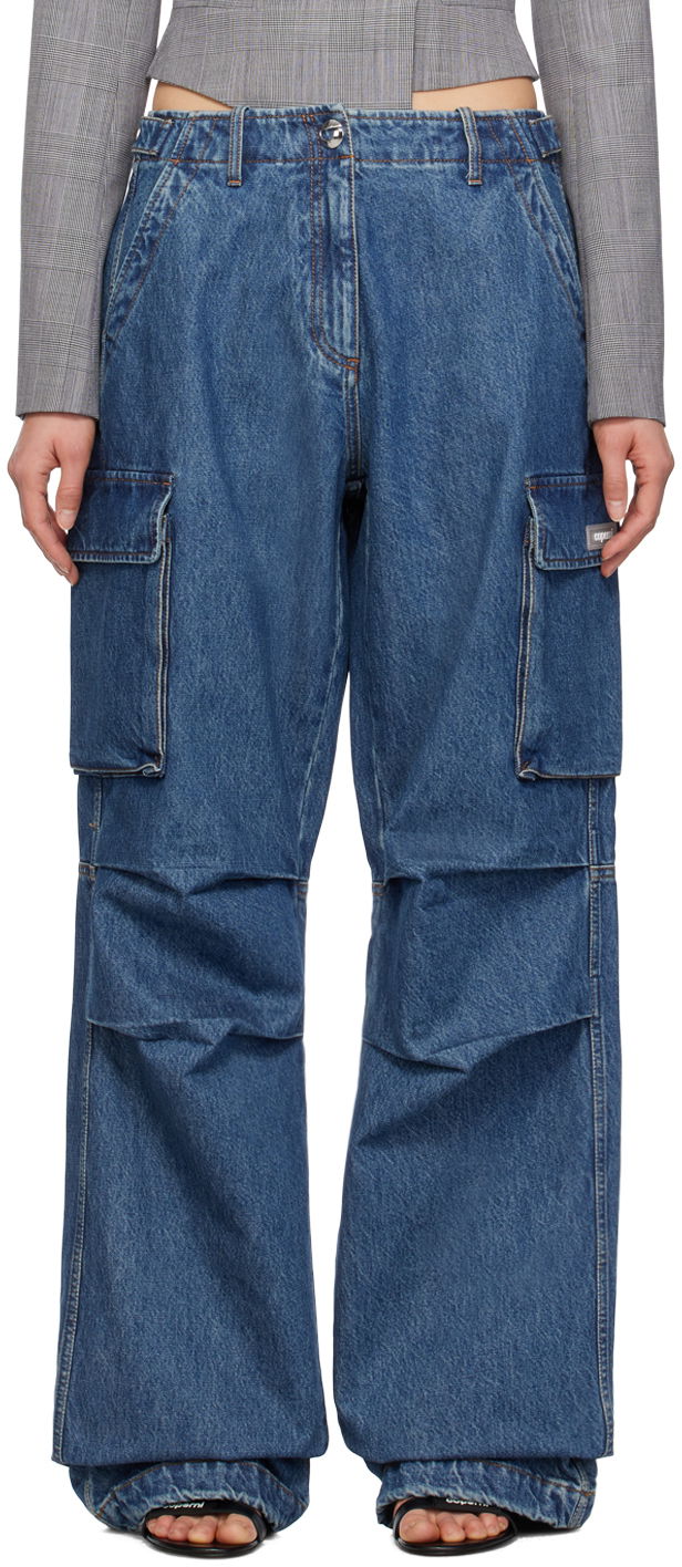 Cargo housut Coperni Coperni Wide Leg Cargo Denim Pants Sininen | COPP40252