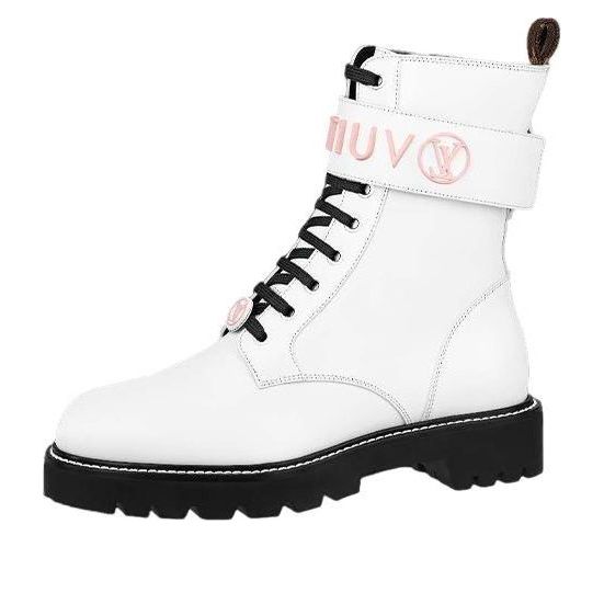 Tennarit ja kengät Louis Vuitton White Leather Platform Combat Boots Valkoinen | 1A9Q9I