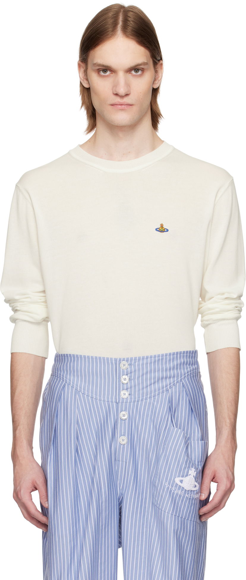 Villapaita Vivienne Westwood Vivienne Westwood Alex Round Neck Sweater Valkoinen | 27010012-Y003F-