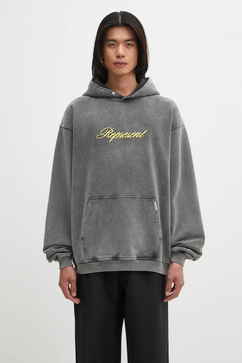 Huppari Represent Clo Represent Script Logo Hoodie Harmaa | MLM100028