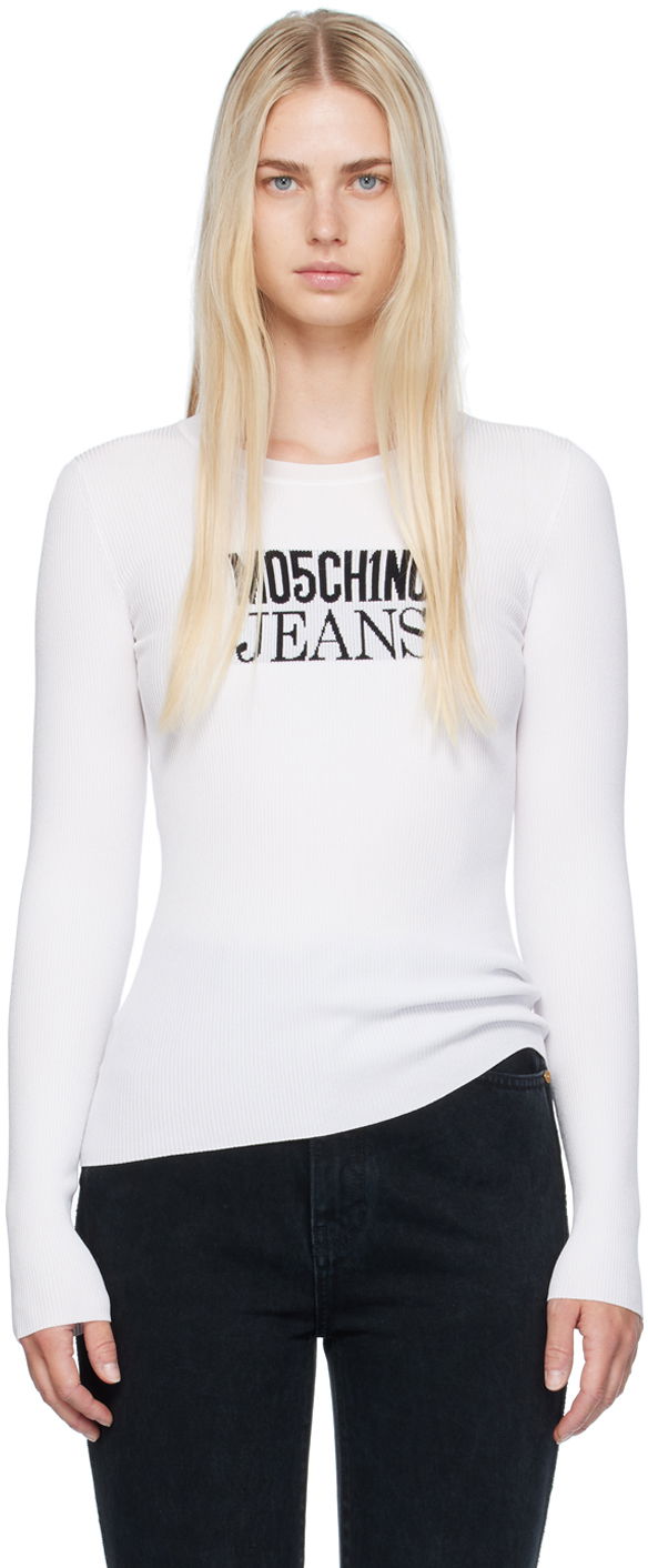 Villapaita Moschino Jeans Crewneck Sweater Valkoinen | 242K10926
