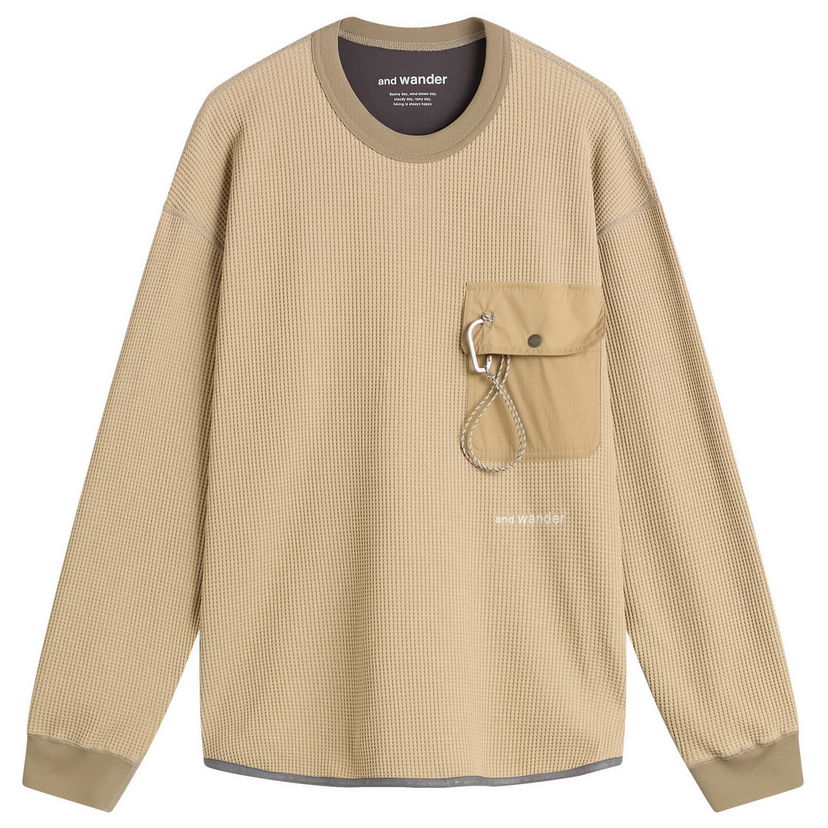 T-paita and wander Longsleeve Waffle T-Shirt Beige | 5745984084-040