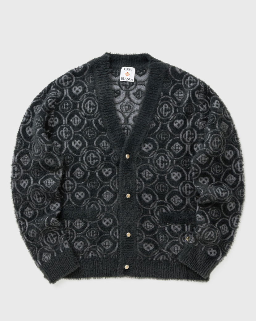 Villapaita Casablanca Fluffy Monogram Jacquard Cardigan Musta | M-AW25-KW-1094-01