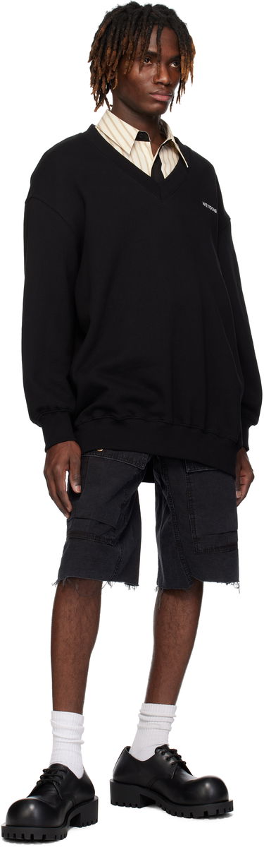 Villapaita We11done We11done Oversized V-Neck Sweatshirt Musta | WD-TS0-25-773-U-BK, 3