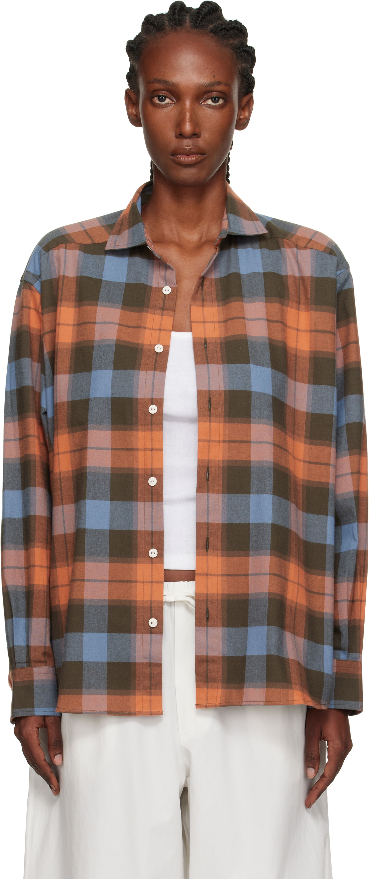 Paita Baserange Baserange Claude Plaid Button-Down Shirt Oranssi | TSCL-OC-AU25, 0
