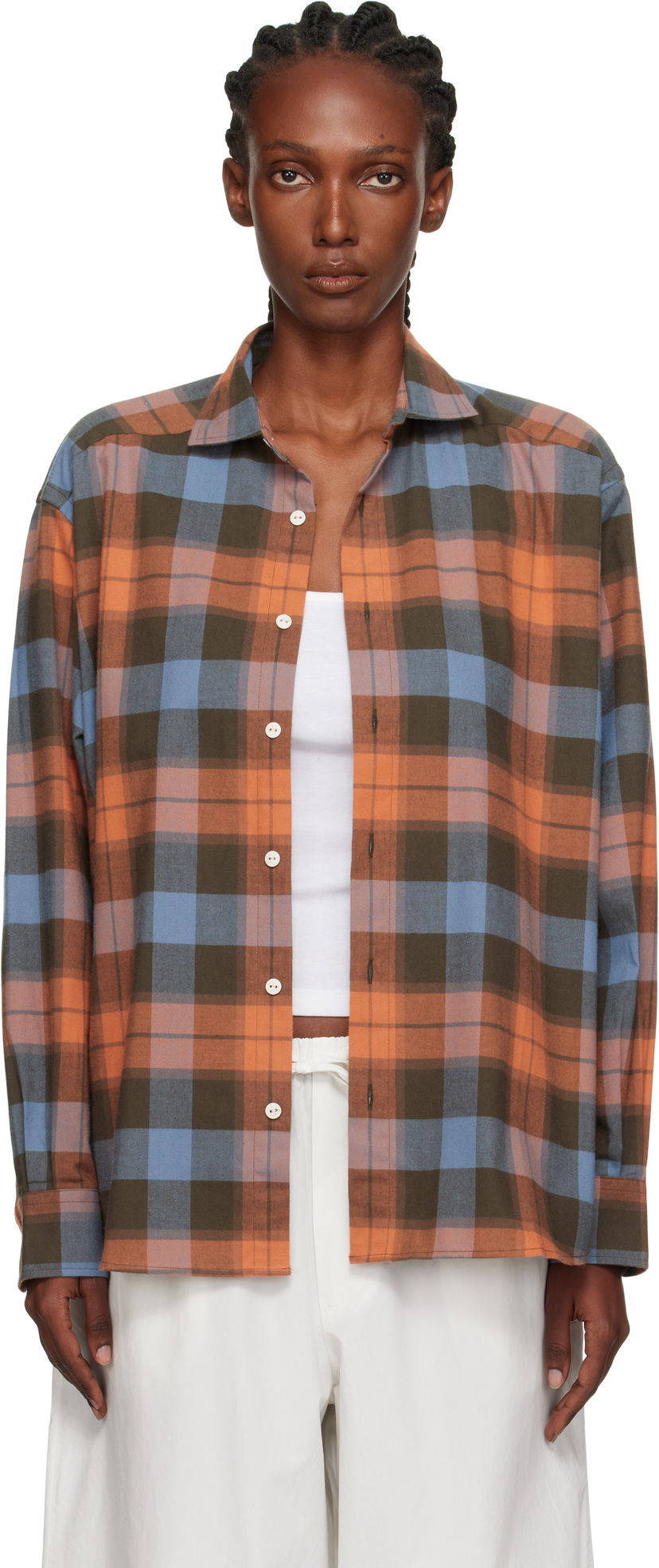Paita Baserange Baserange Claude Plaid Button-Down Shirt Oranssi | TSCL-OC-AU25
