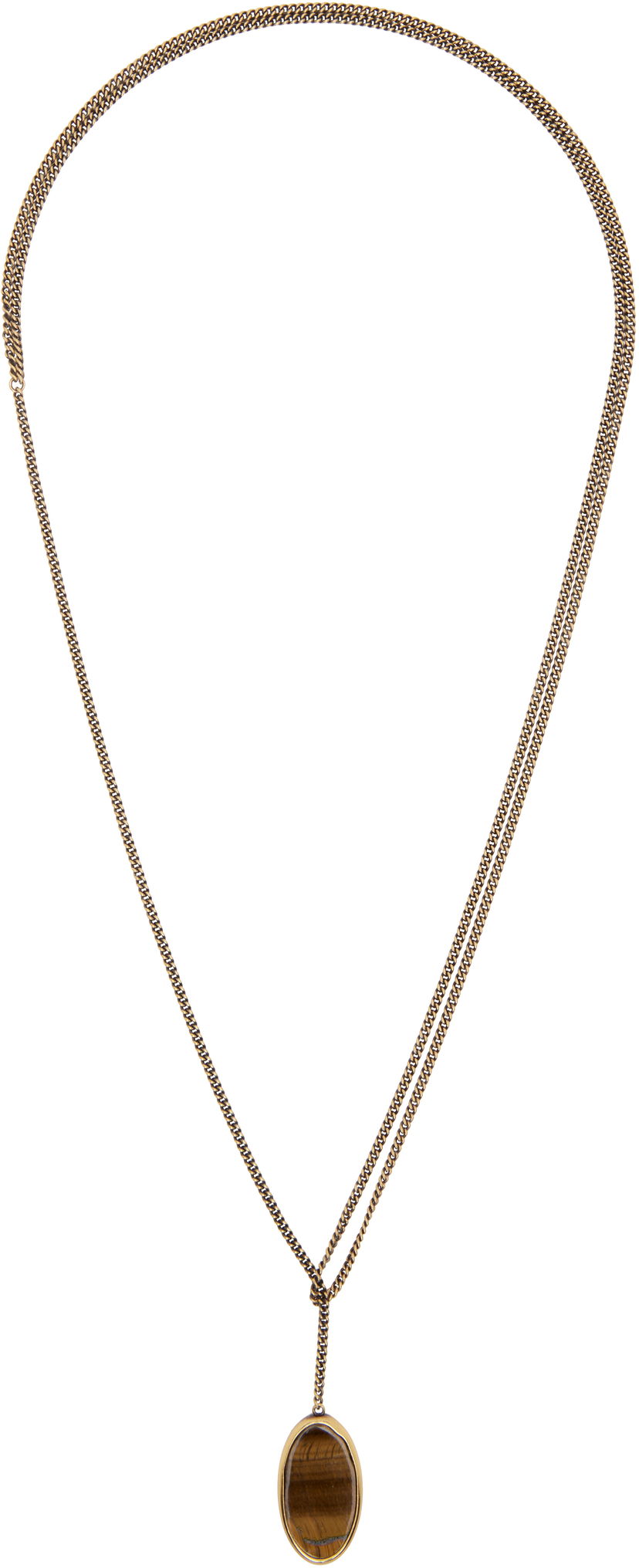Kaulakoru Dries Van Noten Dries Van Noten Curb Chain Lariat Necklace with Tiger's Eye Pendant Ruskea | 252-028205-087