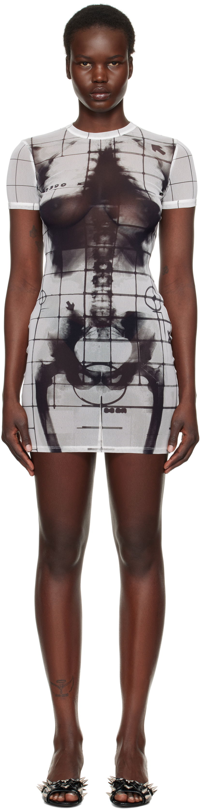Mekko Jean Paul Gaultier Jean Paul Gaultier 'The Squeletor' Mesh Minidress Valkoinen | 25/33-F-RO310-T580-0100