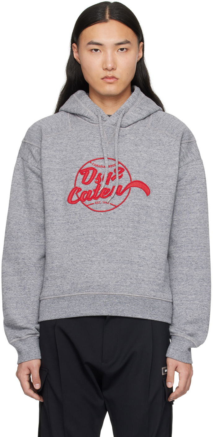 Huppari DSQUARED2 Embroidered Logo Hoodie Harmaa | S74GU0773_S25463